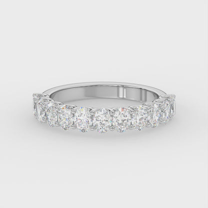 2.8ct Oval Lab Diamond Half Eternity Wedding Ring - E/VVS 14K Gold