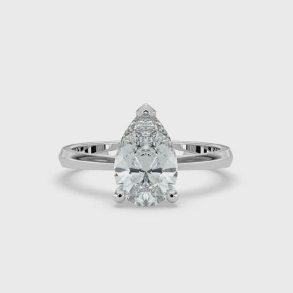 1ct Pear Lab Diamond Engagement Ring with Hidden Halo - E/VVS 14K Gold