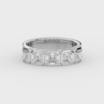 2ct Asscher Cut Five-Stone Lab Diamond Men’s Ring - E/VVS 18K Gold