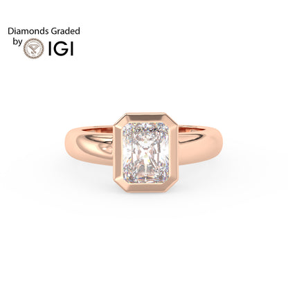 2ct Radiant Bezel Set Lab Diamond Men’s Wedding Ring - E/VVS 18K Gold