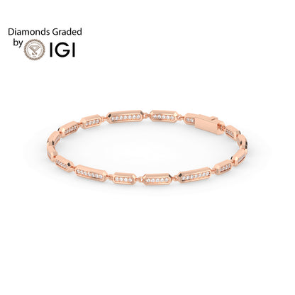 2ct Round Pavé-Set Octagon Lab Diamond Tennis Bracelet E/VVS 18K Gold