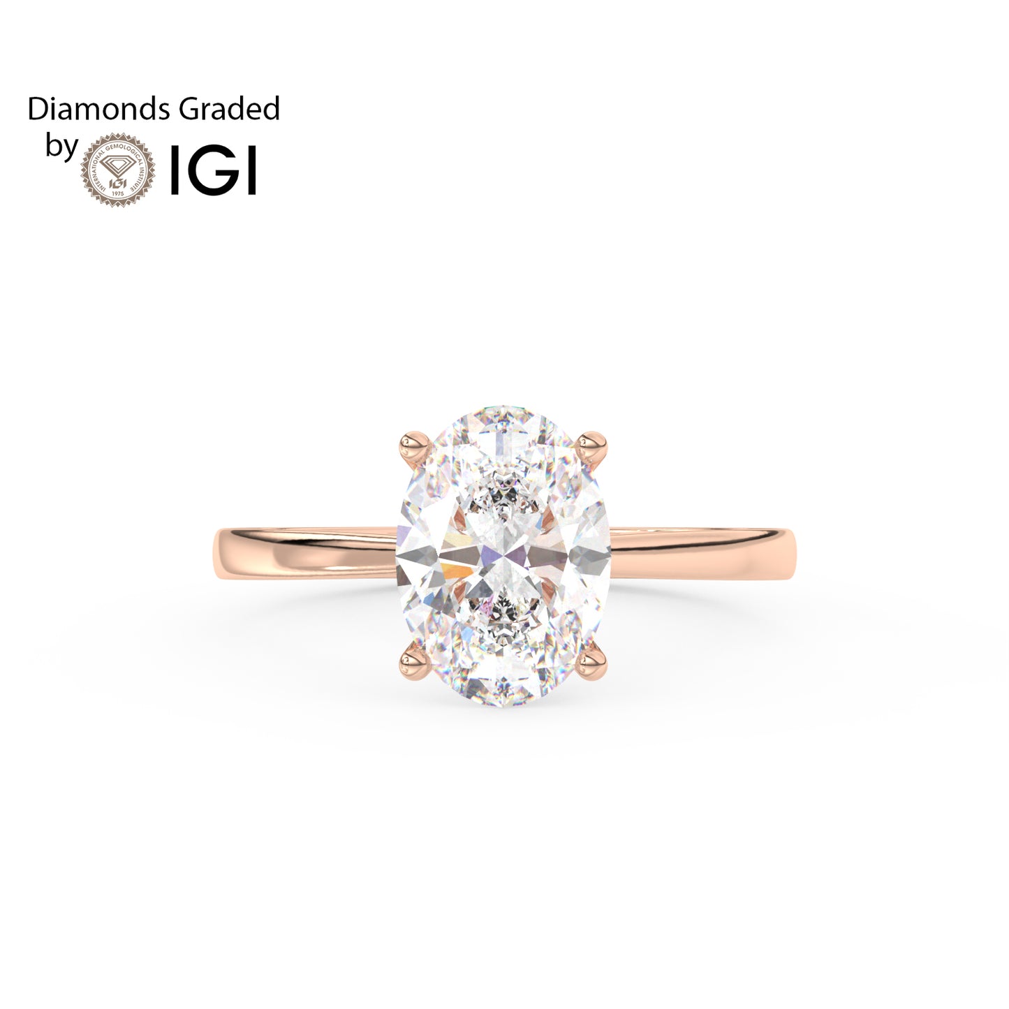 4ct Oval Lab Diamond Solitaire Engagement Ring - E/VVS 18K Gold