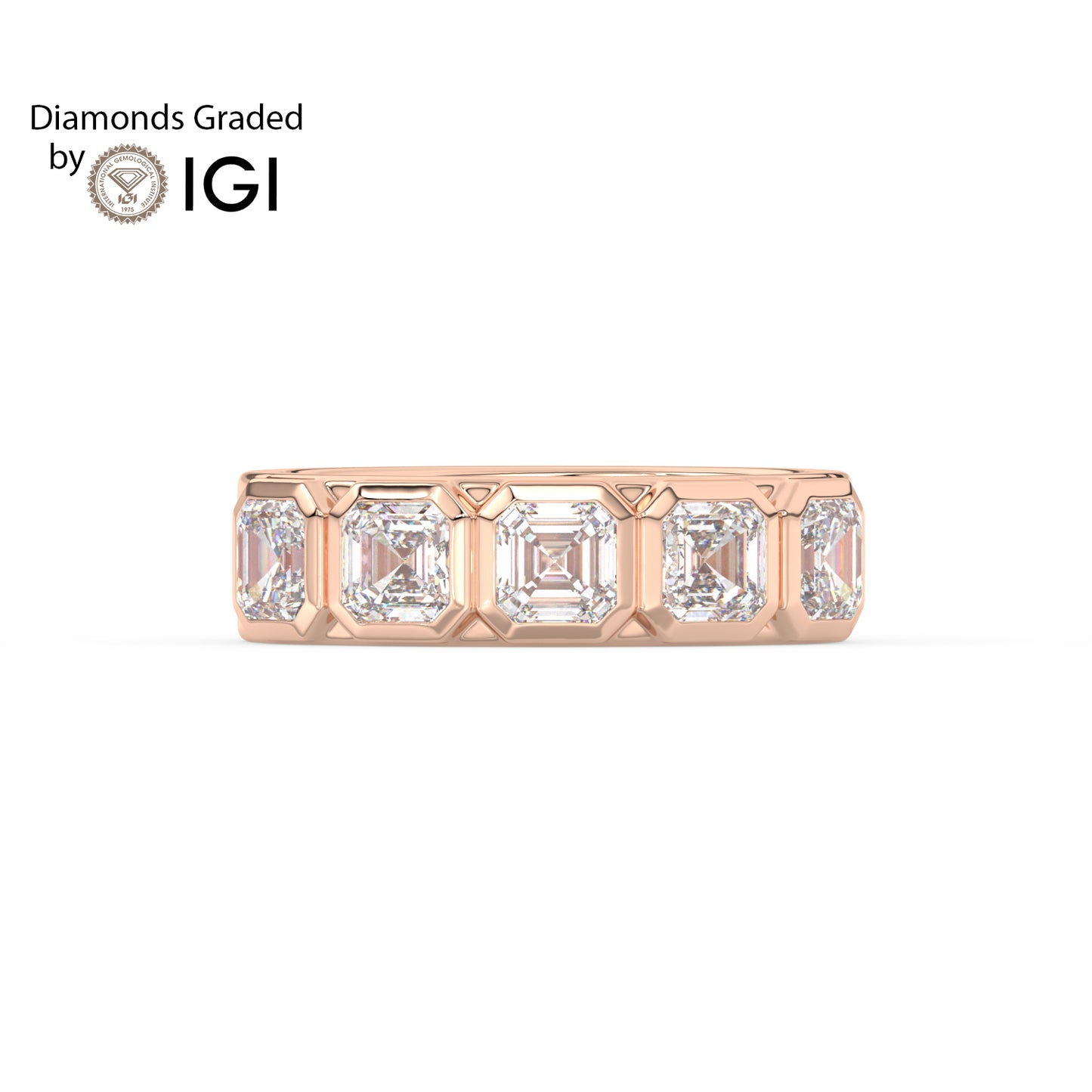 2ct Asscher Cut Five-Stone Lab Diamond Men’s Ring - E/VVS 18K Gold