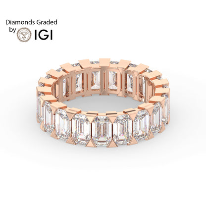 4.8ct Emerald Cut Lab Diamond Eternity Wedding Ring - E/VVS 18K Gold