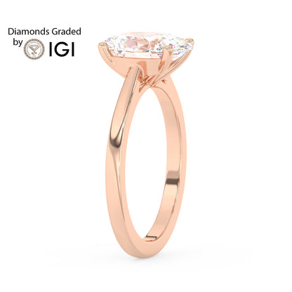 4ct Oval Lab Diamond Solitaire Engagement Ring - E/VVS 18K Gold