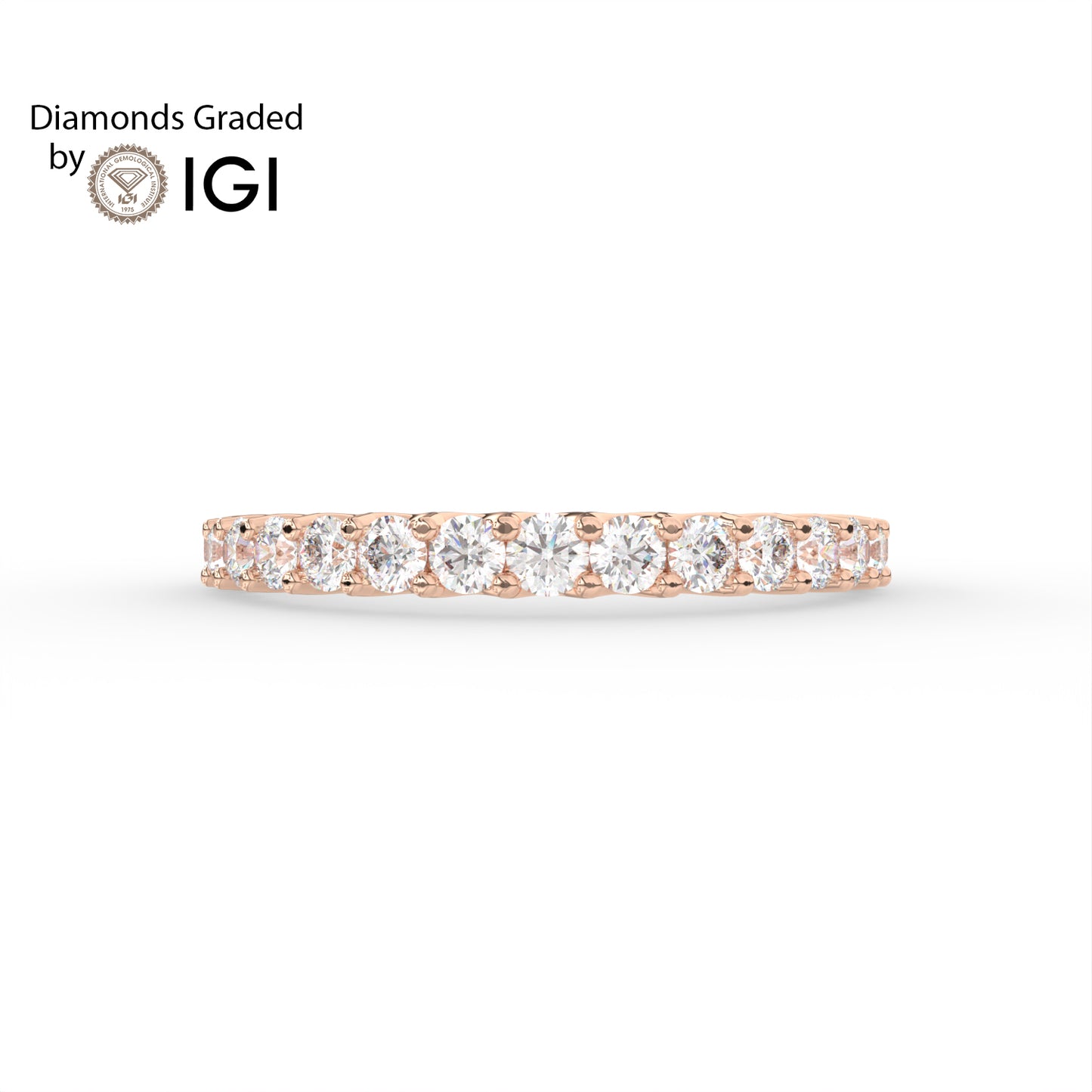 1 ct Round Three Quarter Eternity Lab Diamond Wedding Ring - E/VVS 14K Gold
