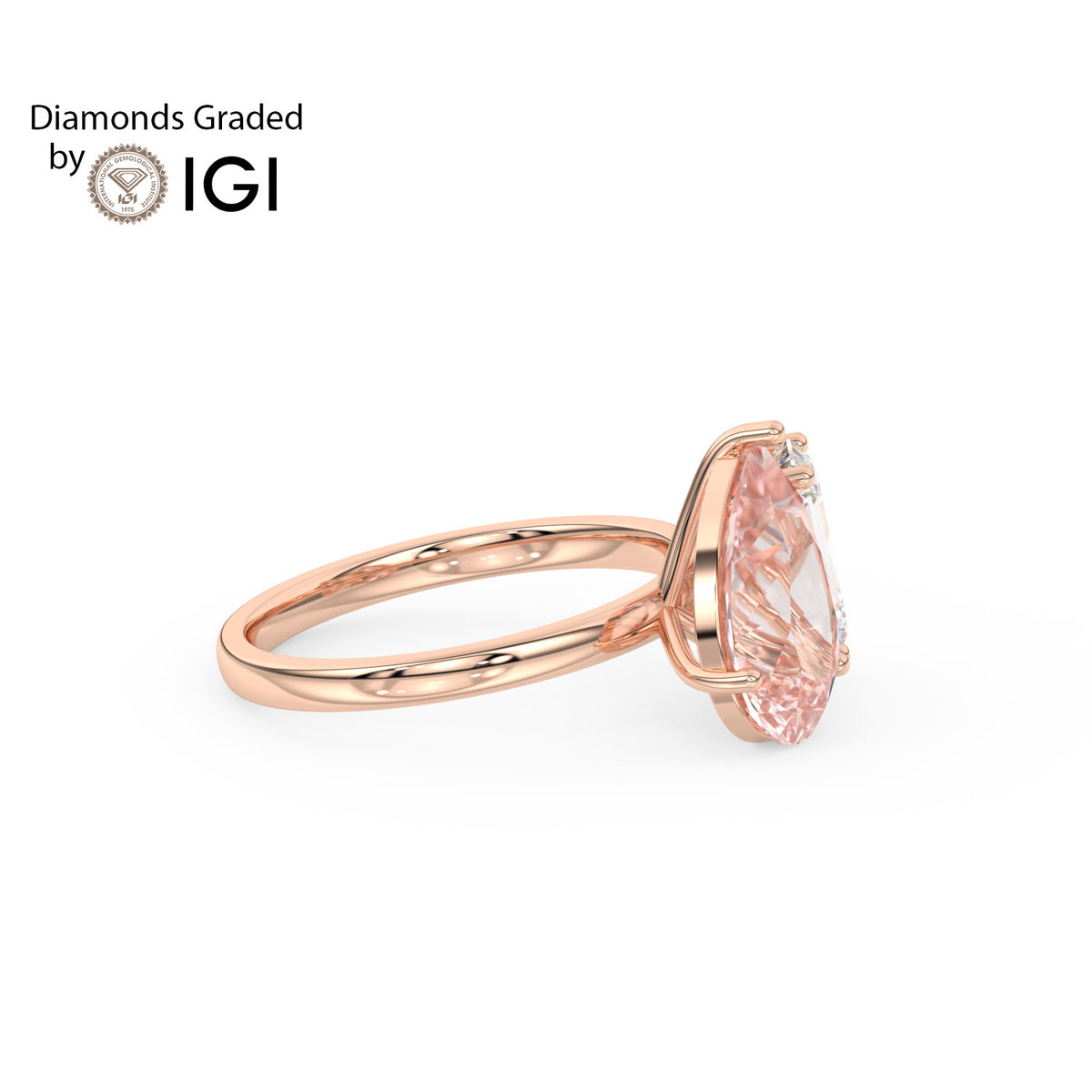 4.5ct Toi et Moi Vivid Pink Pear and Emerald Lab Diamond Ring - E/VVS 18K Gold