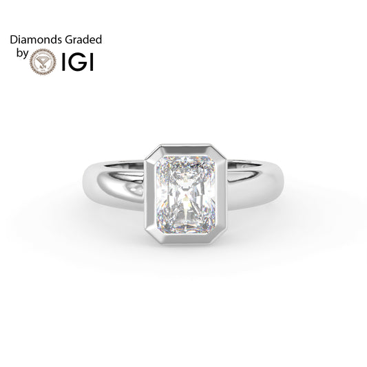 2ct Radiant Bezel Set Lab Diamond Men’s Wedding Ring - E/VVS Platinum