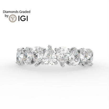 3.1ct Pear Alternating Lab Diamond Half Eternity Wedding Ring - E/VVS Platunum