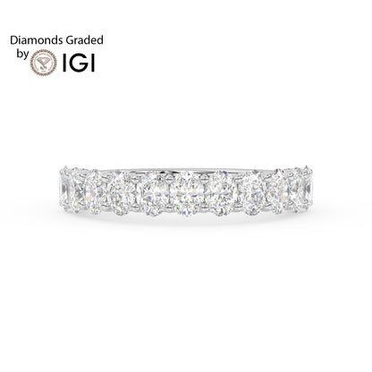 2.8ct Oval Lab Diamond Half Eternity Wedding Ring - E/VVS 14K Gold