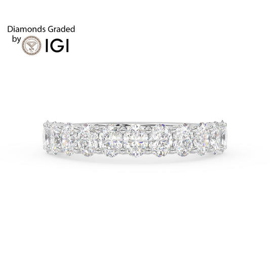 2.8ct Oval Lab Diamond Half Eternity Wedding Ring - E/VVS 14K Gold