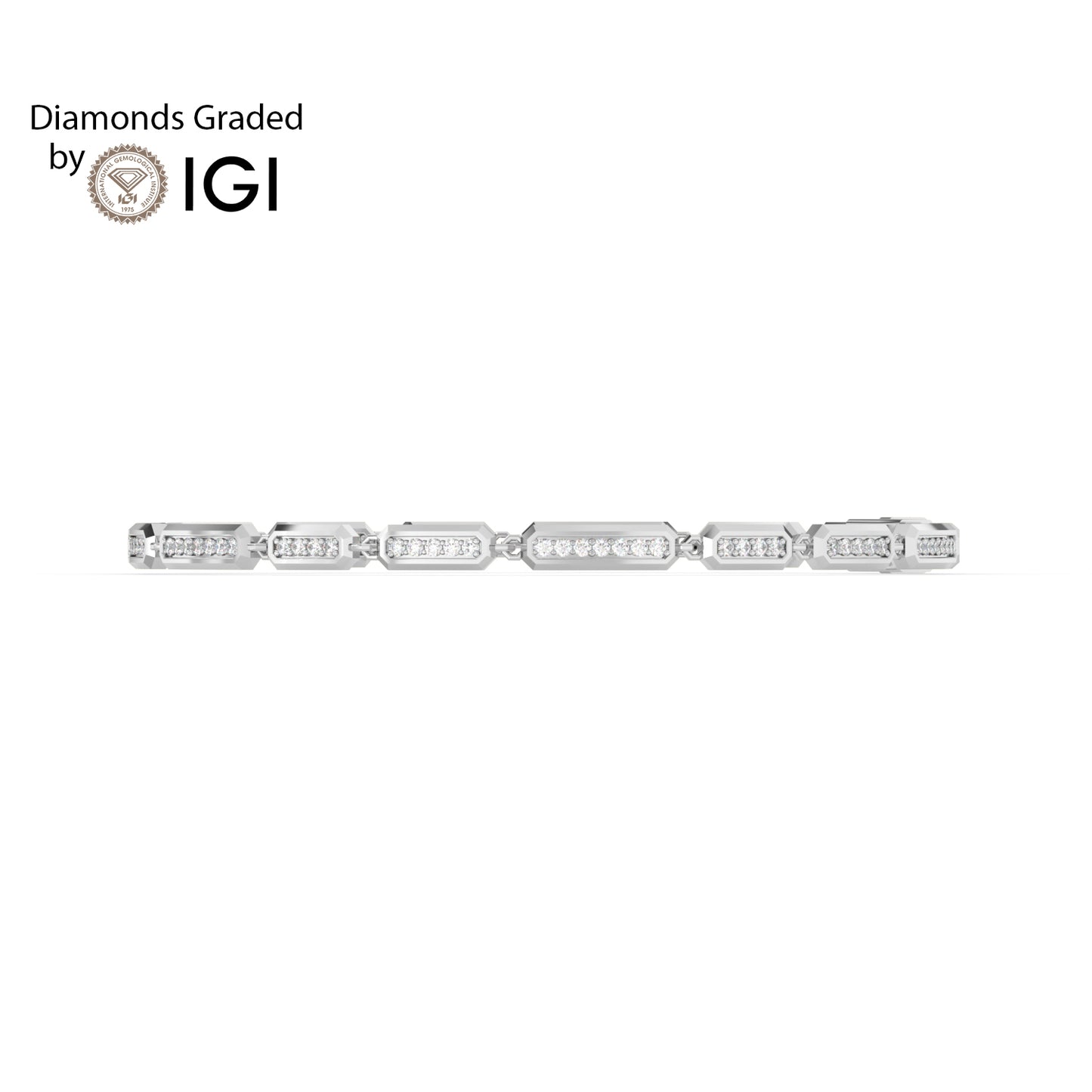 2ct Round Pavé-Set Octagon Lab Diamond Tennis Bracelet E/VVS 18K Gold