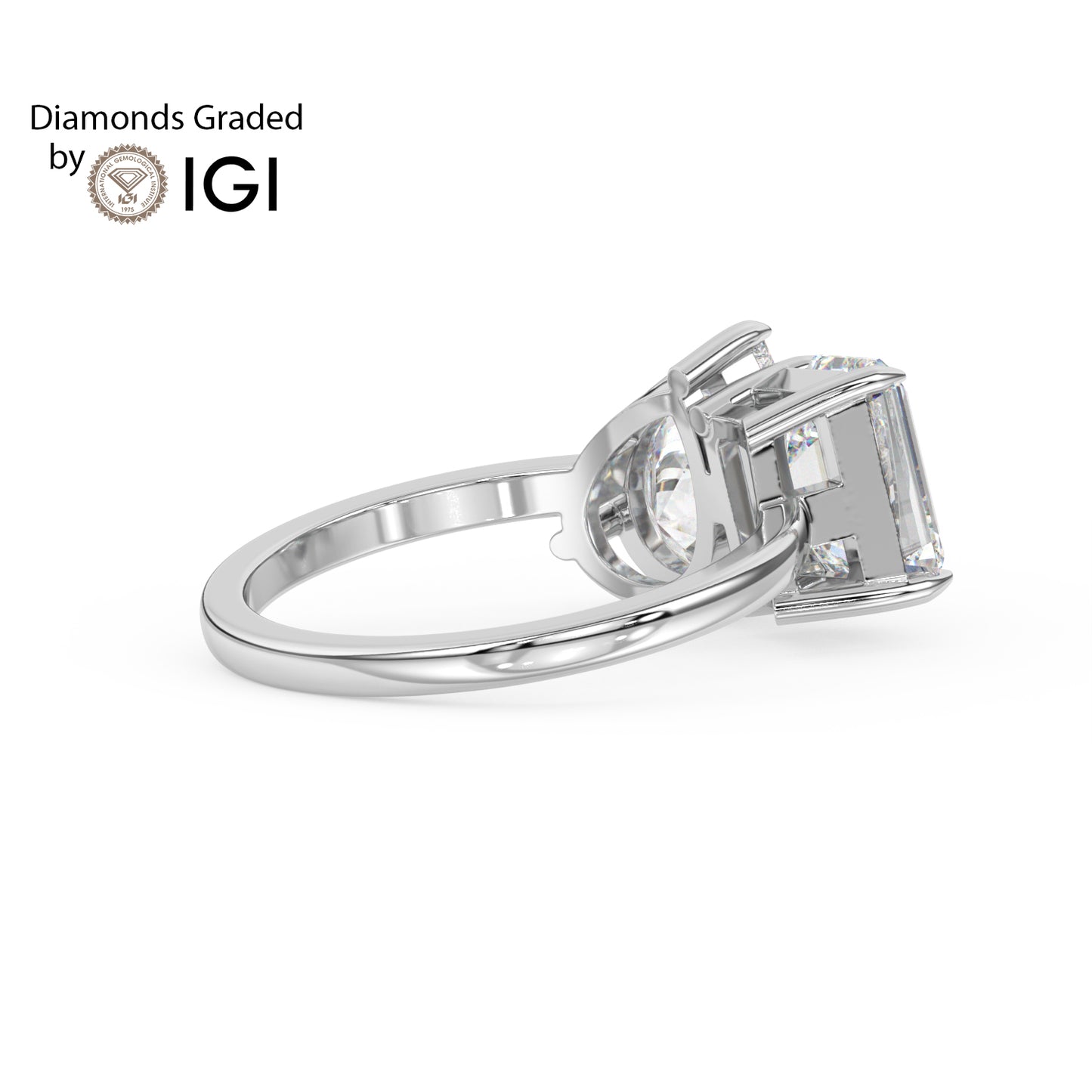 4ct Toi et Moi Pear and Emerald Lab Diamond Ring - E/VVS Platinum