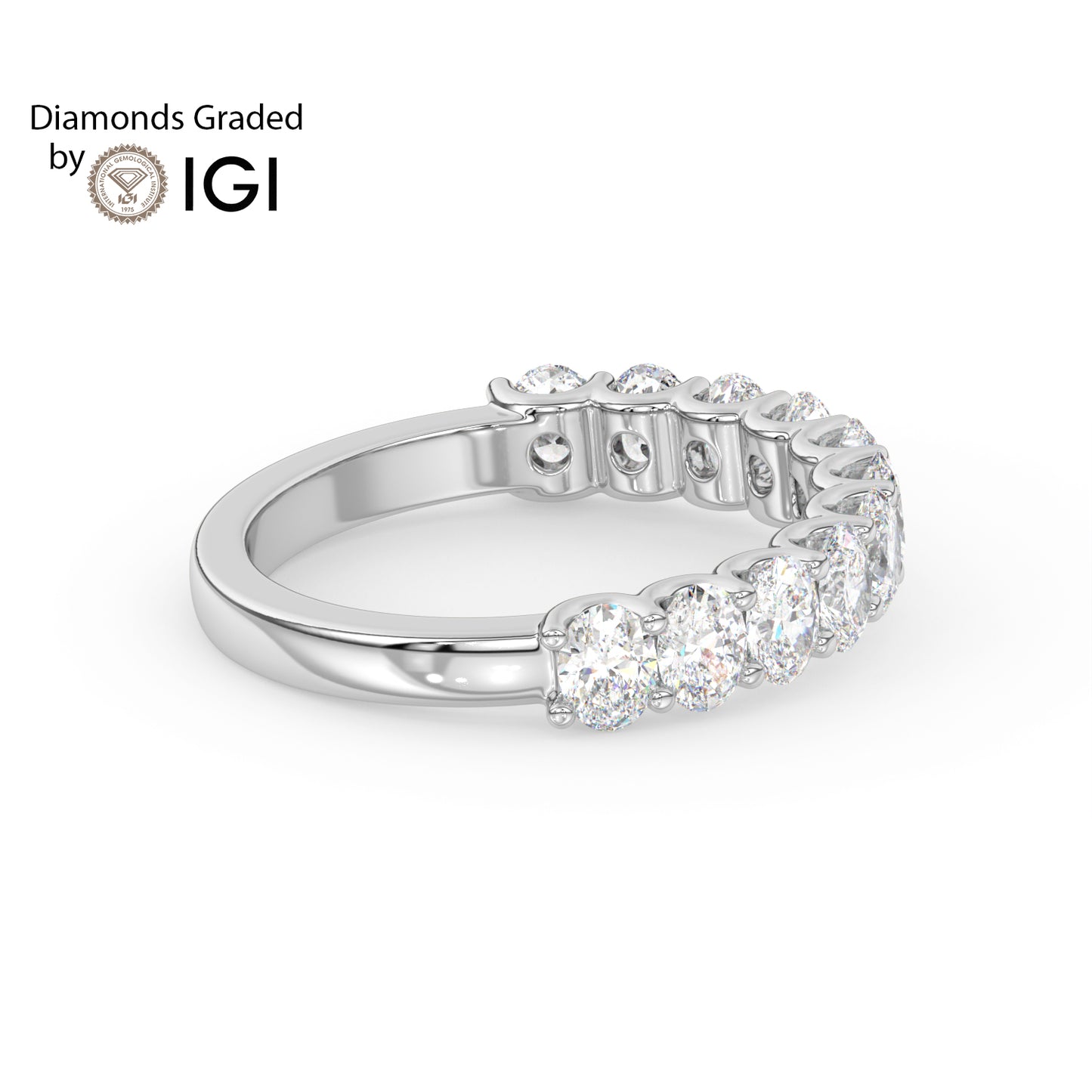 2.8ct Oval Lab Diamond Half Eternity Wedding Ring - E/VVS 14K Gold