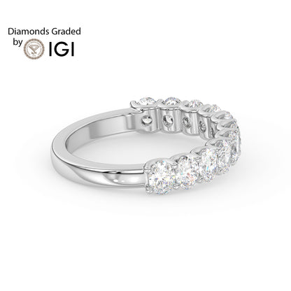 2.8ct Oval Lab Diamond Half Eternity Wedding Ring - E/VVS 14K Gold