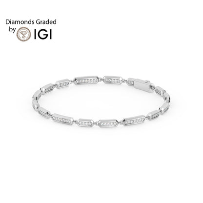2ct Round Pavé-Set Octagon Lab Diamond Tennis Bracelet E/VVS 18K Gold