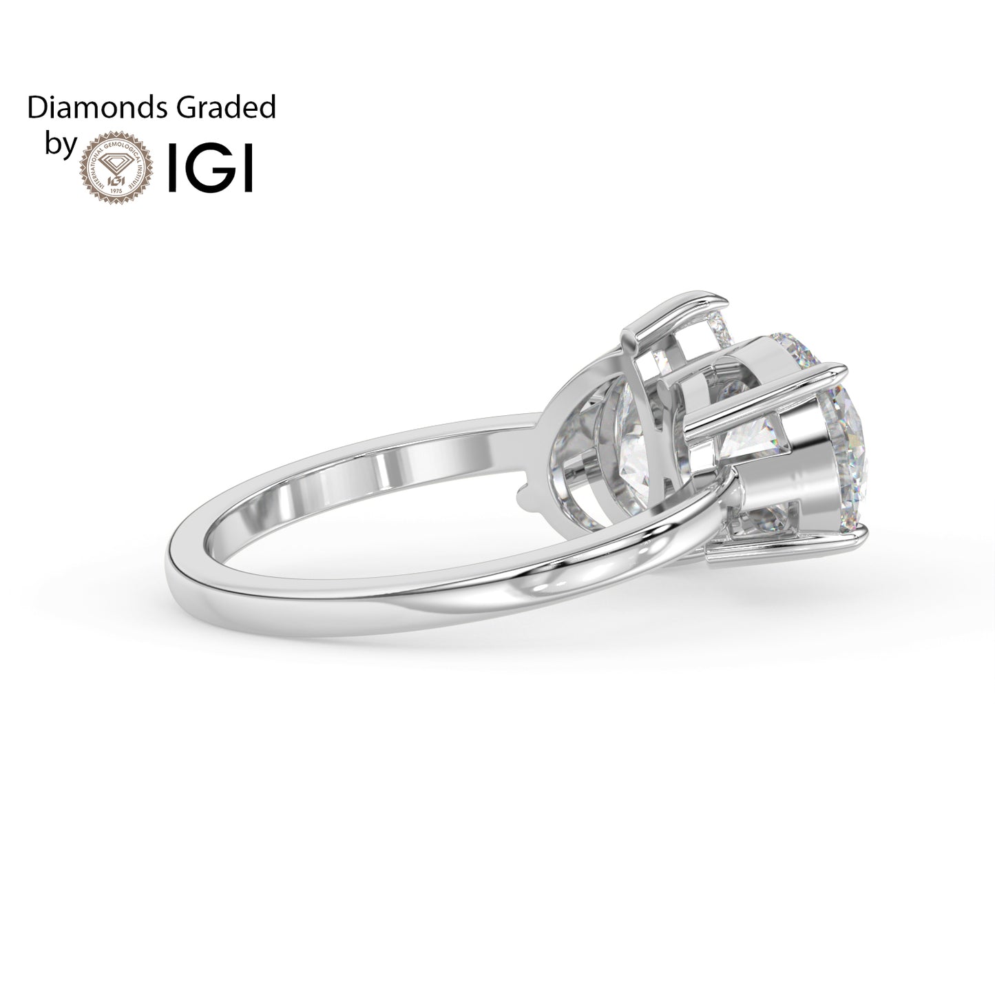 4ct Toi et Moi Round and Pear Lab Diamond Ring - E/VVS Platinum