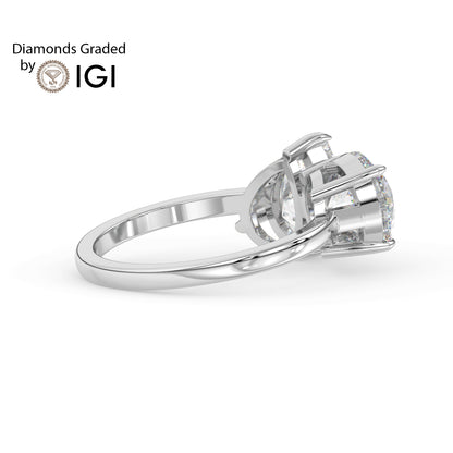 4ct Toi et Moi Round and Pear Lab Diamond Ring - E/VVS Platinum