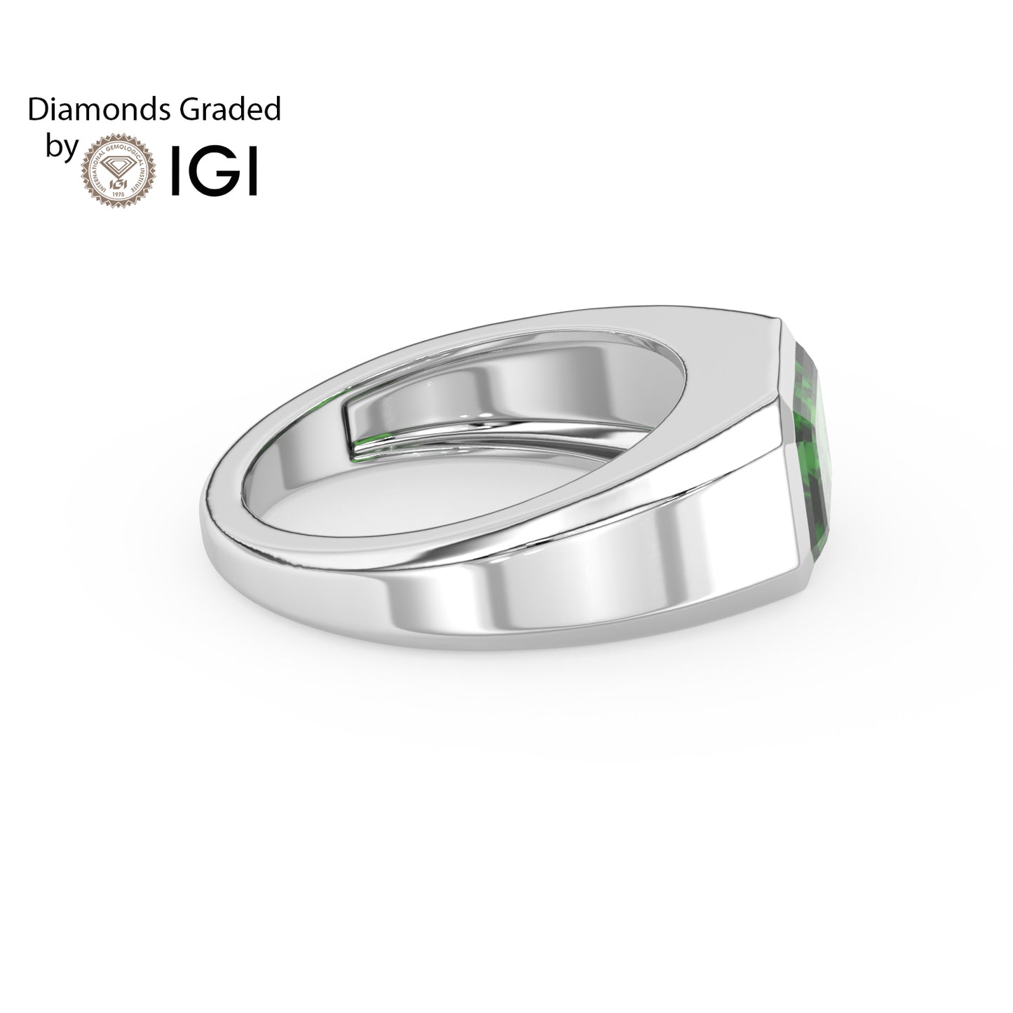 3ct Emerald Lab Emerald Men’s Wedding Ring - AAA Platinum