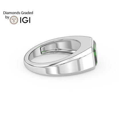 3ct Emerald Lab Emerald Men’s Wedding Ring - AAA Platinum