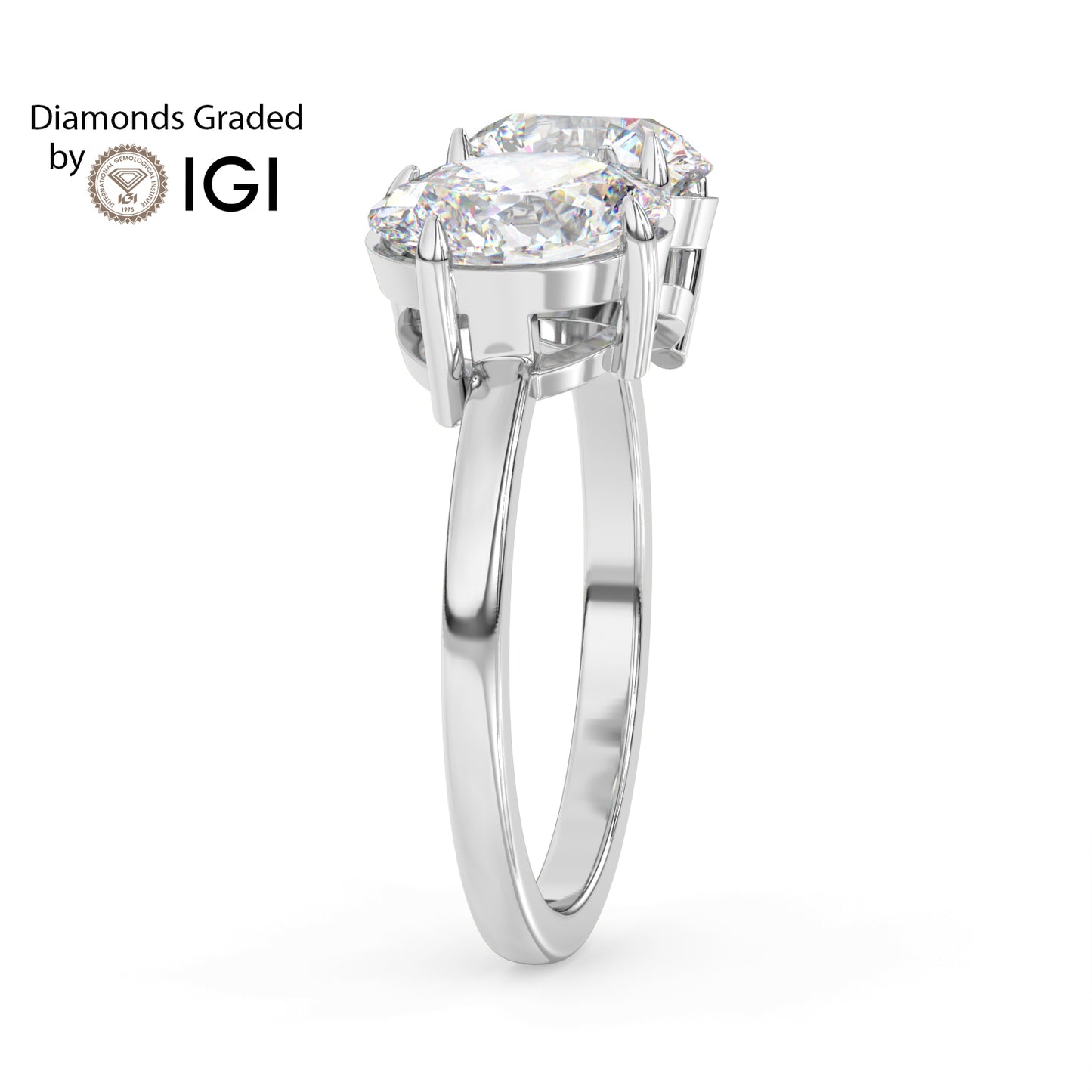 4ct Toi et Moi Round and Oval Lab Diamond Ring - E/VVS Platinum