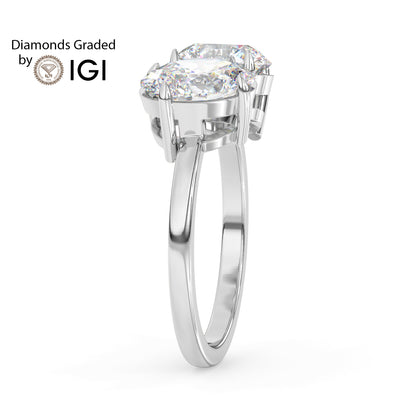 4ct Toi et Moi Round and Oval Lab Diamond Ring - E/VVS Platinum