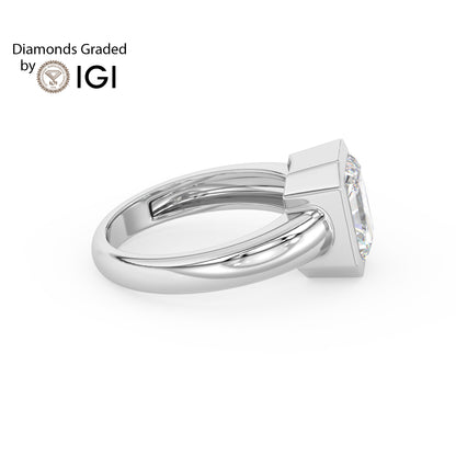 2ct Radiant Bezel Set Lab Diamond Men’s Wedding Ring - E/VVS 18K Gold