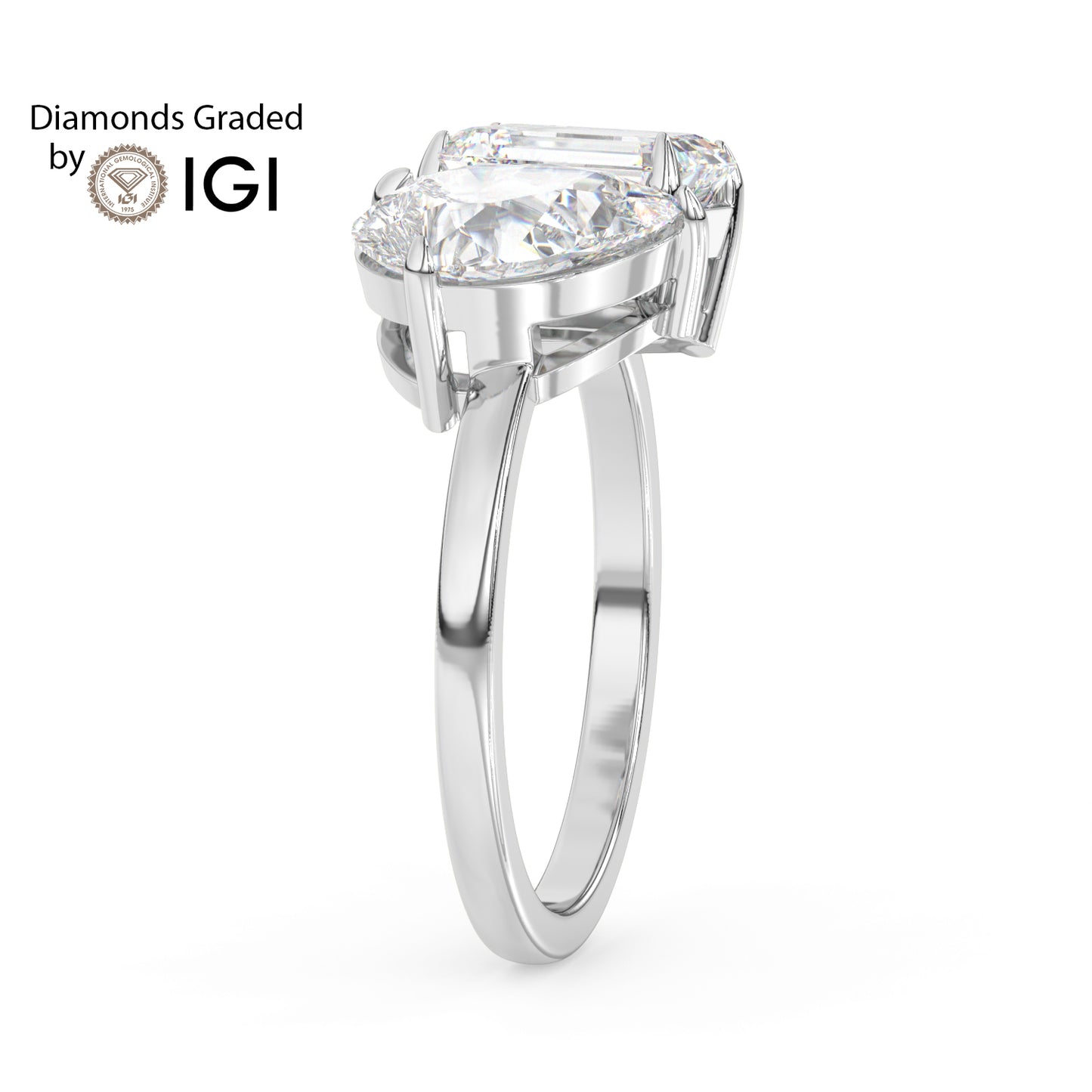 4ct Toi et Moi Pear and Emerald Lab Diamond Ring - E/VVS Platinum