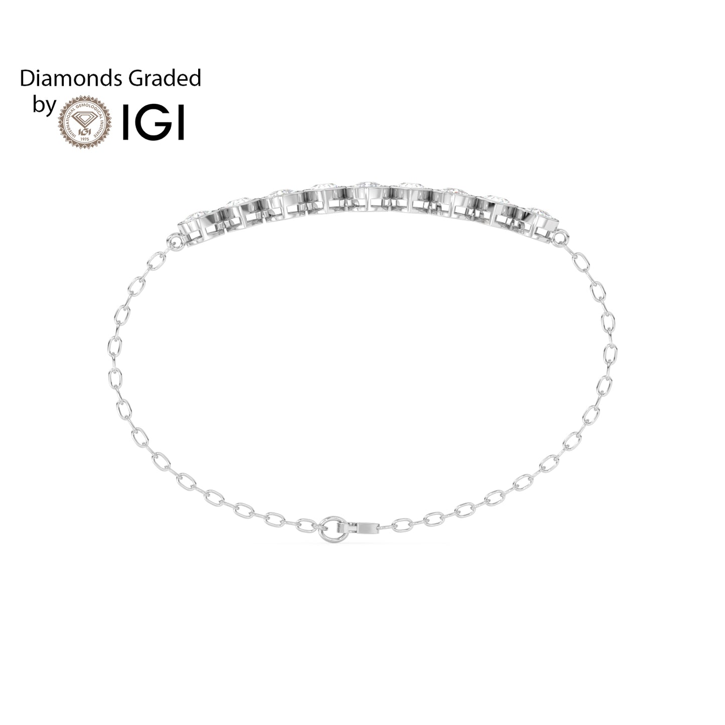 4.5ct Pear Alternating Bezel Set Lab Diamond Bracelet E/VVS 18K Gold