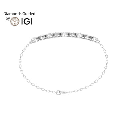 4.5ct Pear Alternating Bezel Set Lab Diamond Bracelet E/VVS 18K Gold