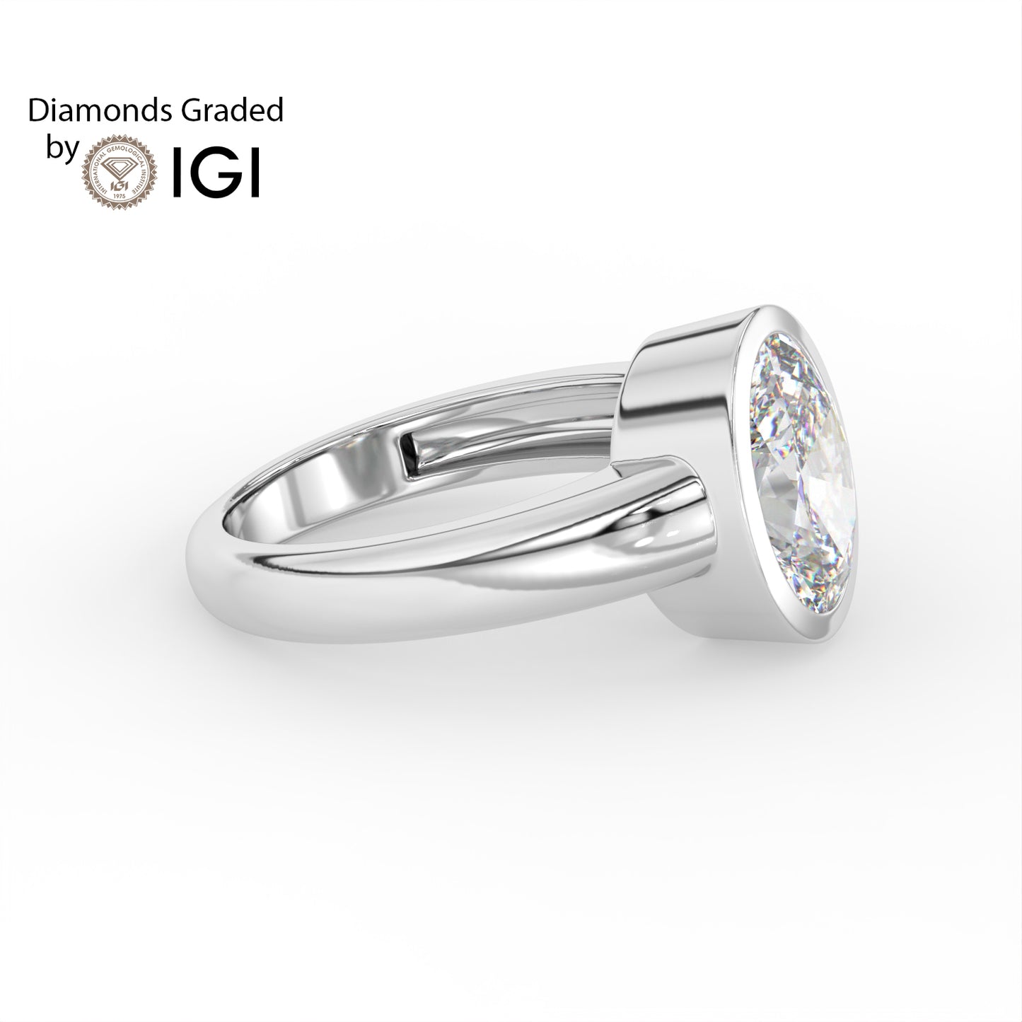 2ct Oval Bezel Set Lab Diamond Men’s Wedding Ring - E/VVS Platinum