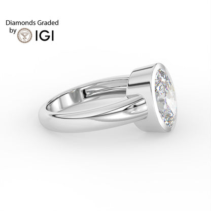 2ct Oval Bezel Set Lab Diamond Men’s Wedding Ring - E/VVS Platinum