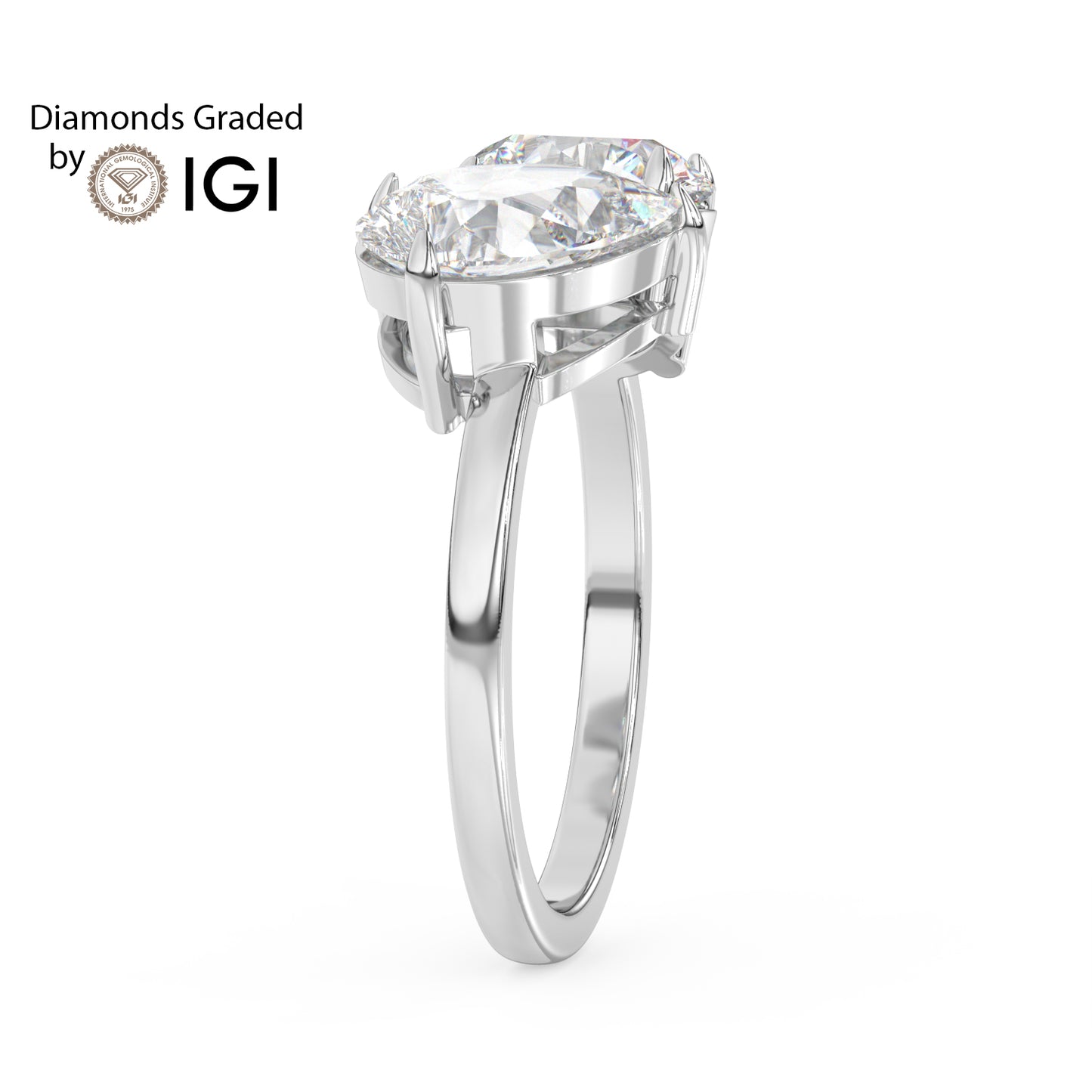 4ct Toi et Moi Round and Pear Lab Diamond Ring - E/VVS Platinum
