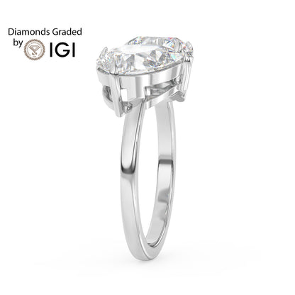 4ct Toi et Moi Round and Pear Lab Diamond Ring - E/VVS Platinum