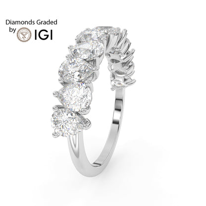 3.1ct Pear Alternating Lab Diamond Half Eternity Wedding Ring - E/VVS Platunum