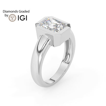 2ct Radiant Bezel Set Lab Diamond Men’s Wedding Ring - E/VVS 18K Gold
