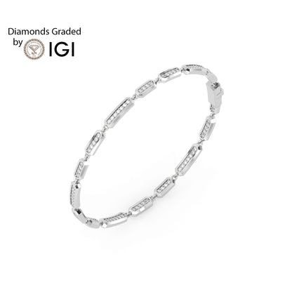 2ct Round Pavé-Set Octagon Lab Diamond Tennis Bracelet E/VVS 18K Gold