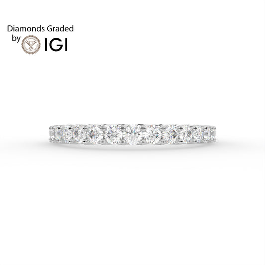 1 ct Round Three Quarter Eternity Lab Diamond Wedding Ring - E/VVS 14K Gold