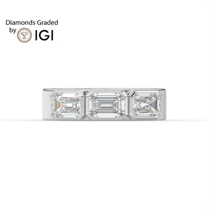 1.5ct Emerald Cut Three-Stone Lab Diamond Men’s Wedding Ring - E/VVS Platinum