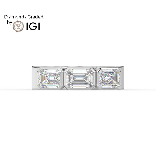 1.5ct Emerald Cut Three-Stone Lab Diamond Men’s Wedding Ring - E/VVS Platinum