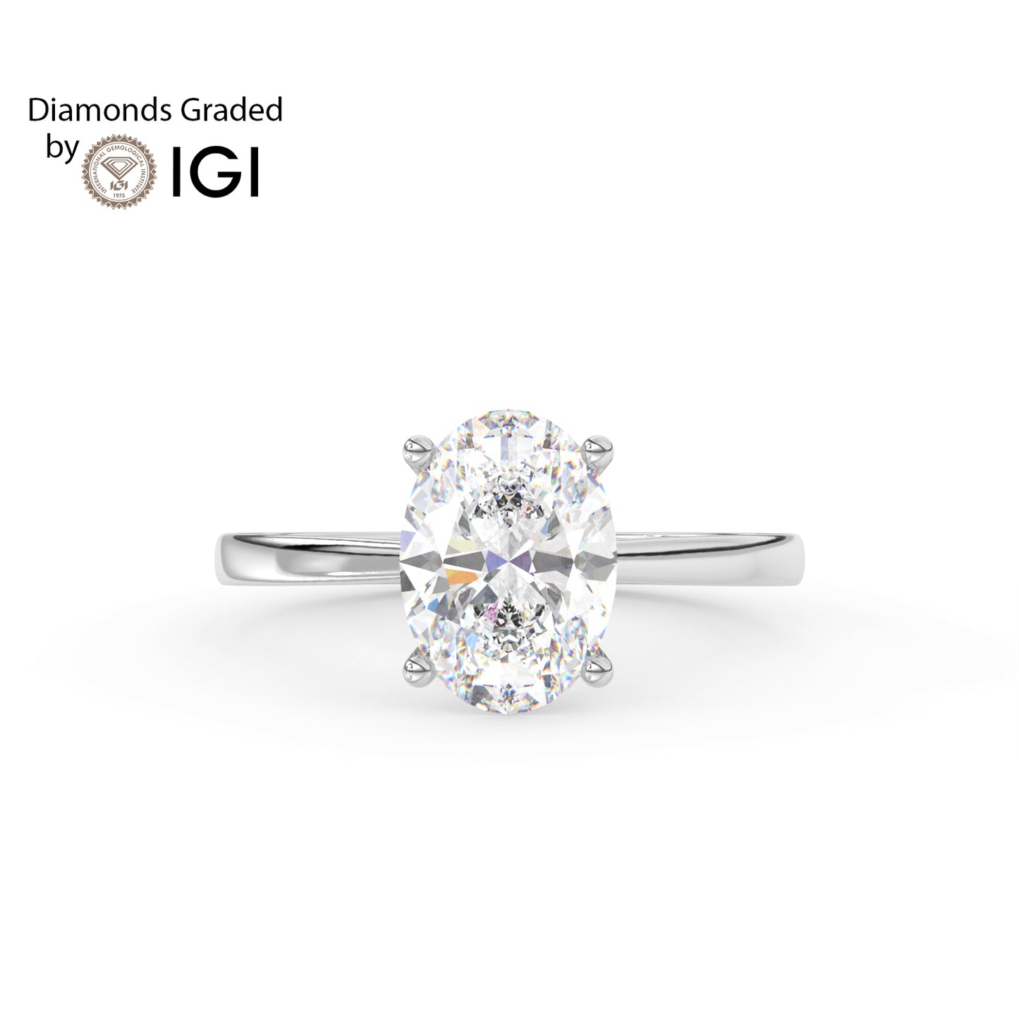 4ct Oval Lab Diamond Solitaire Engagement Ring - E/VVS 18K Gold