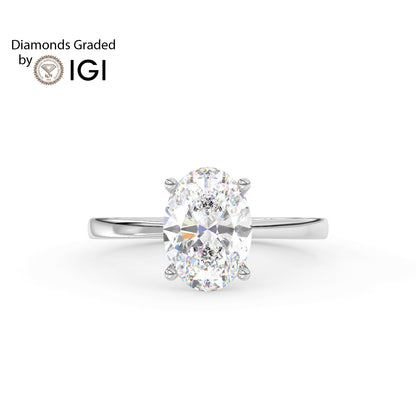 4ct Oval Lab Diamond Solitaire Engagement Ring - E/VVS 18K Gold