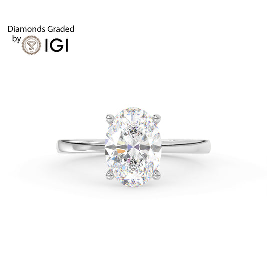 5ct Oval Lab Diamond Solitaire Engagement Ring - E/VVS 18K Gold