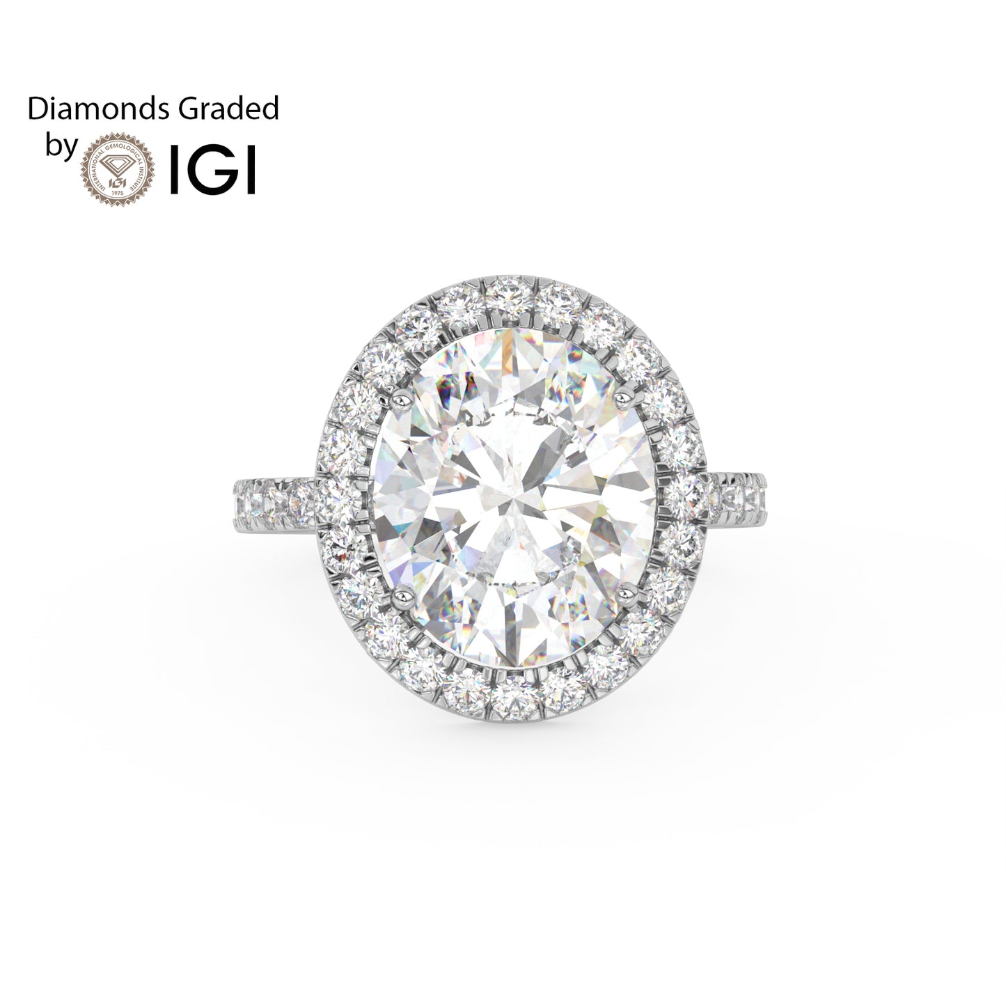 3ct Oval Lab Diamond Halo Engagement Ring - E/VVS Platinum