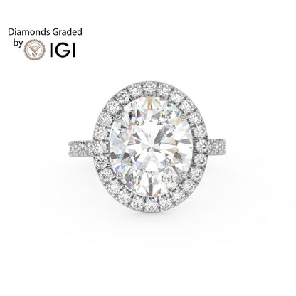 3ct Oval Lab Diamond Halo Engagement Ring - E/VVS Platinum