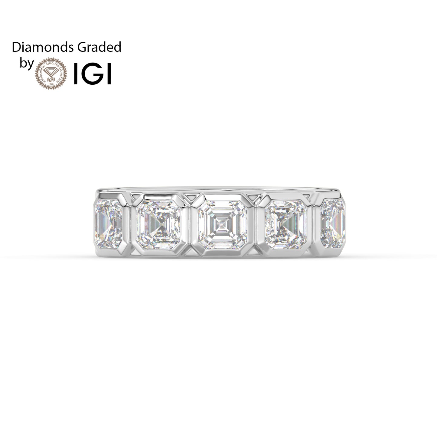 2ct Asscher Cut Five-Stone Lab Diamond Men’s Ring - E/VVS Platinum