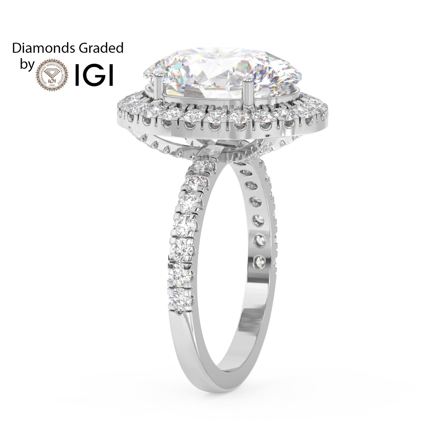 3ct Oval Lab Diamond Halo Engagement Ring - E/VVS Platinum