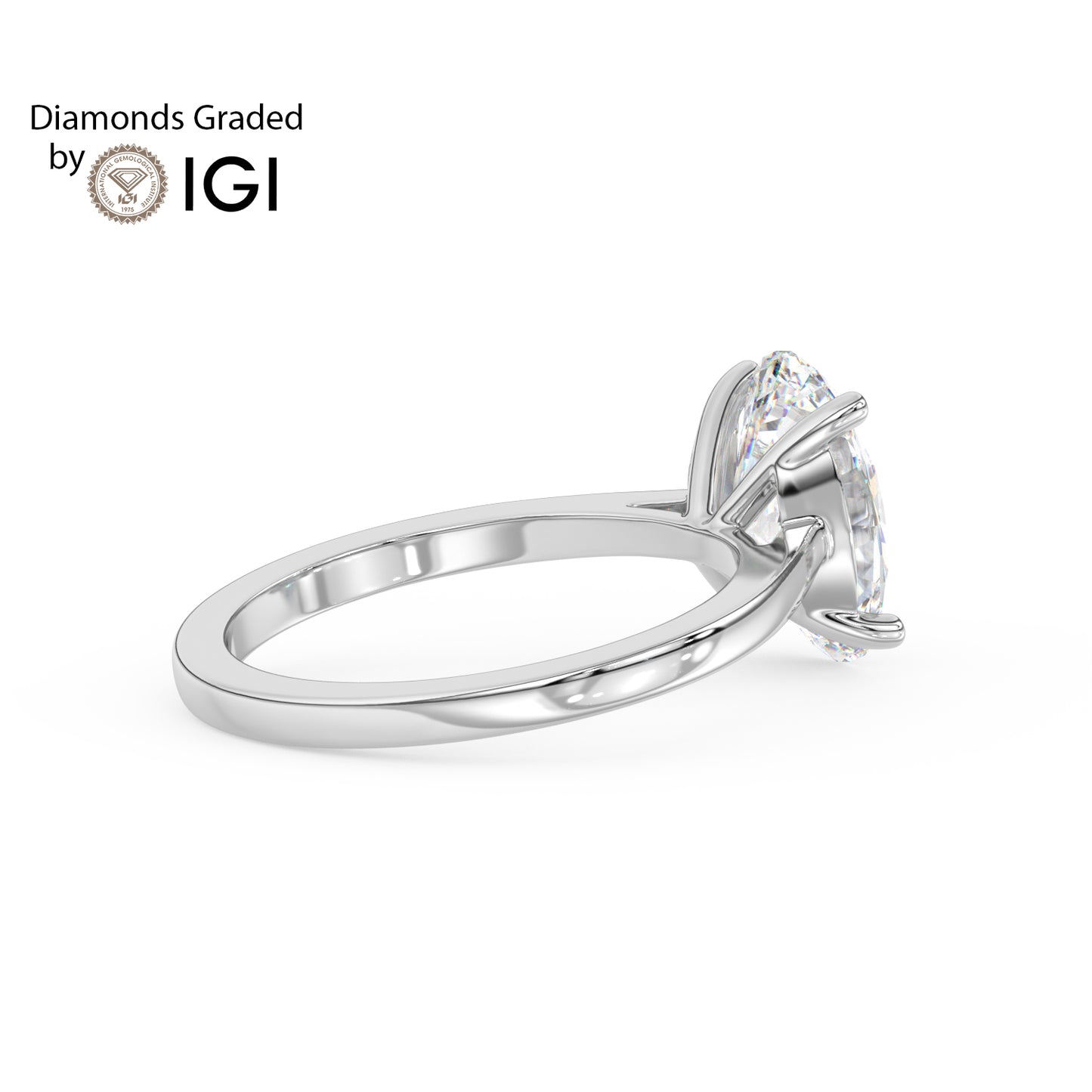 4ct Oval Lab Diamond Solitaire Engagement Ring - E/VVS 18K Gold