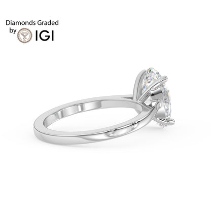 4ct Oval Lab Diamond Solitaire Engagement Ring - E/VVS 18K Gold