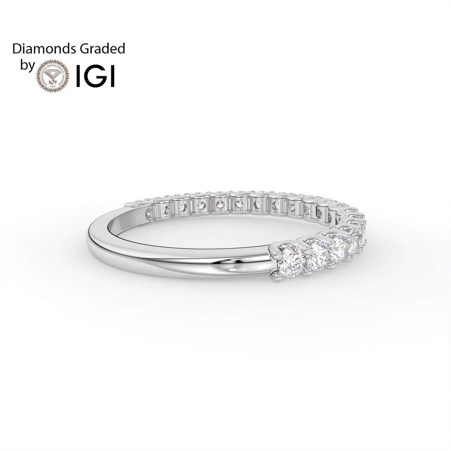 1 ct Round Three Quarter Eternity Lab Diamond Wedding Ring - E/VVS 14K Gold